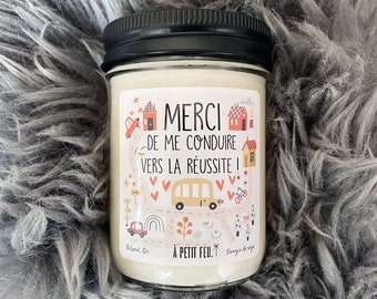 Merci de me conduire vers la réussite- gift candle for the school bus driver