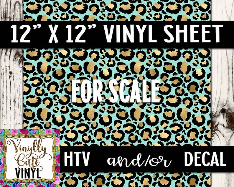 Turquoise Leopard Vinyl Sheet HTV or DECAL 12 x 12 Single Sheets