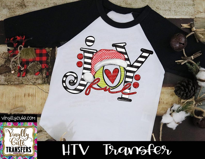 HTV Transfer ~ Joyful with Polka Dot Santa Hat ~ Siser Vinyl ~ Christmas