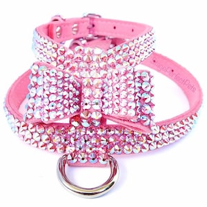 Rosnek Bling Rhinestone Pet Dog Collar With Walking Leashes Crystal Diamond  Dog Collars Harness For Small Medium Pet Perros Accessories