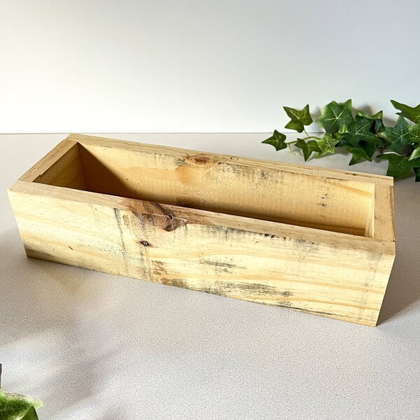 Reclaimed Wood Box Organizer Storage Caddy, Small Box for Bathroom and Kitchen Organization, Minimalist Rustic Farmhouse