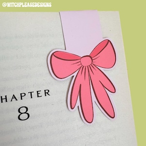 Pink Bow Magnetic Bookmark / Aesthetic Bookmark for Physical Books / Pastel Magnetic Bookmark / Cute Reading Accessory for Book Lovers