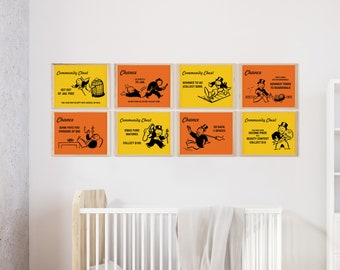 Monopoly Chance & Community Chest Prints, Monopoly Card Posters, Monopoly Kids Wall Art