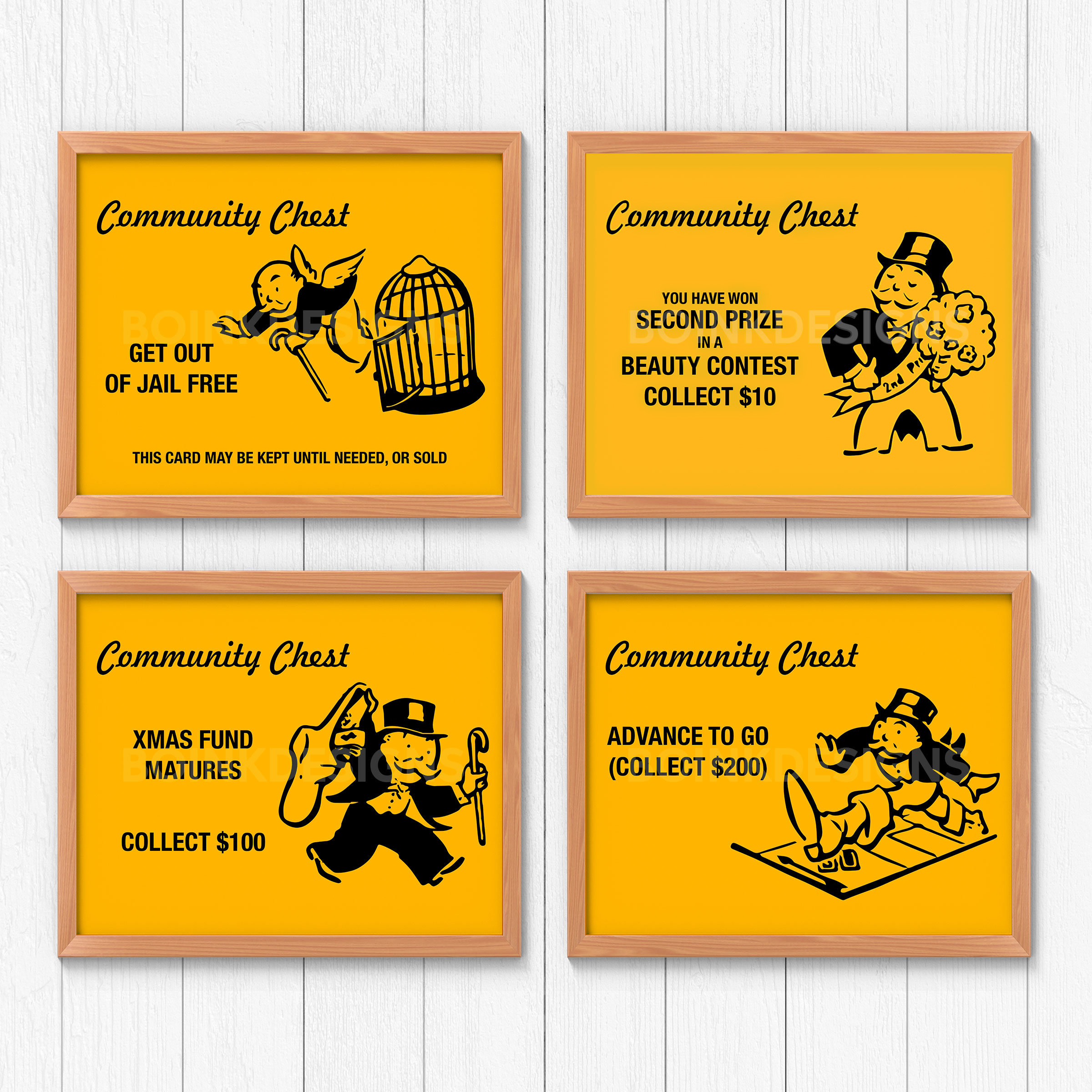 Monopoly Chance Community Chest Prints Monopoly Card Posters Monopoly Kids Wall Art Etsy