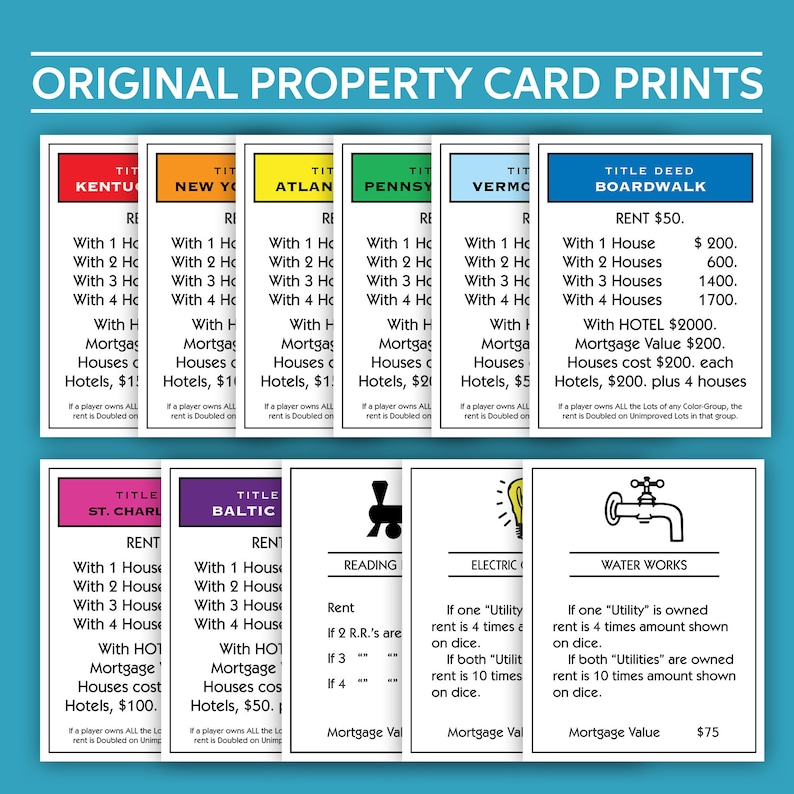 Tarjetas De Propiedad Monopoly Para Imprimir En Español
