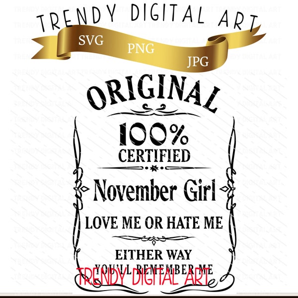 November Birthday Girl - High Resolution 300dpi SVG-PNG-JPG - Digital-Vector Cut File