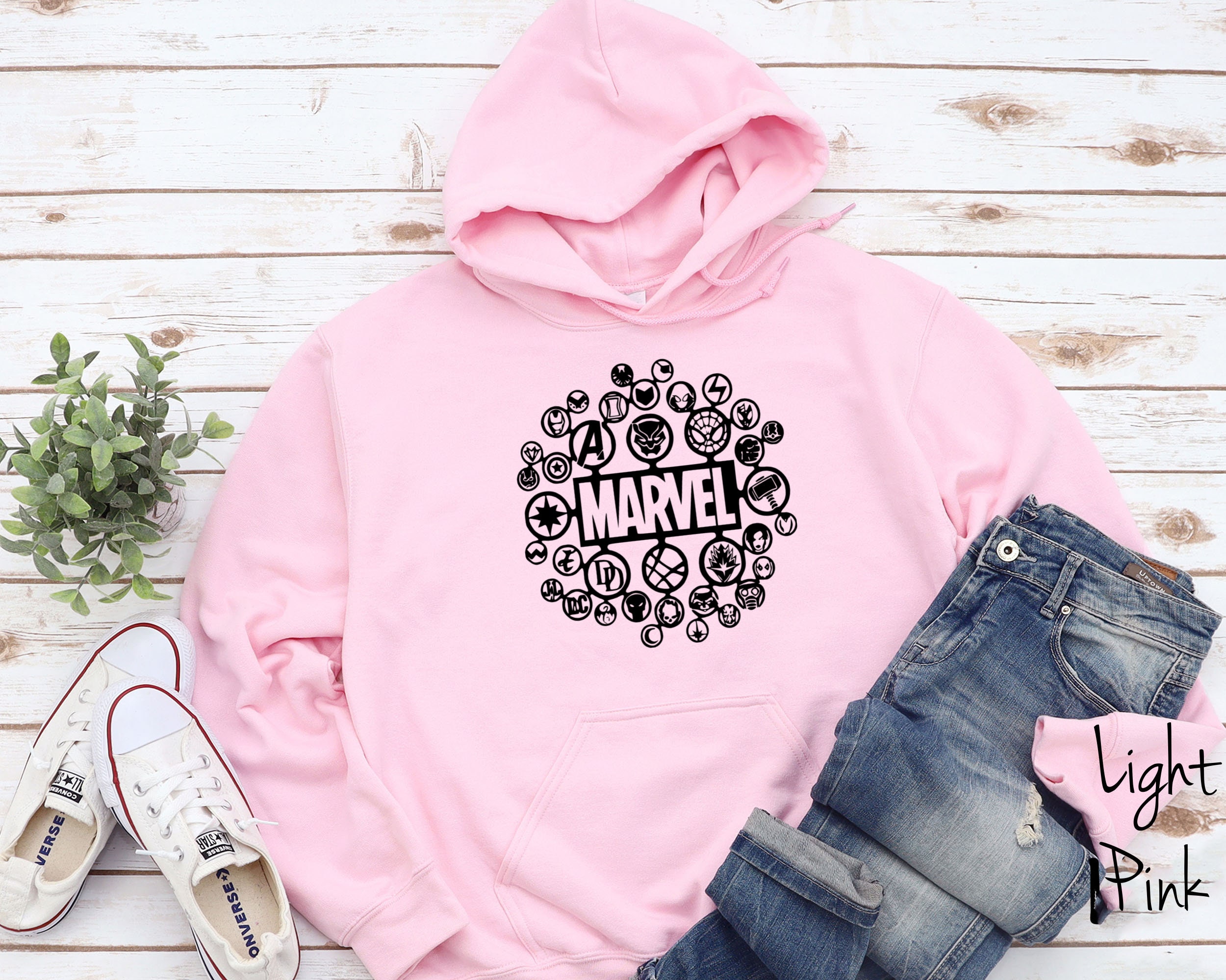 Pink top marvel hoodie