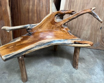 Indoor/Outdoor Rustic Teak Wooden Bench