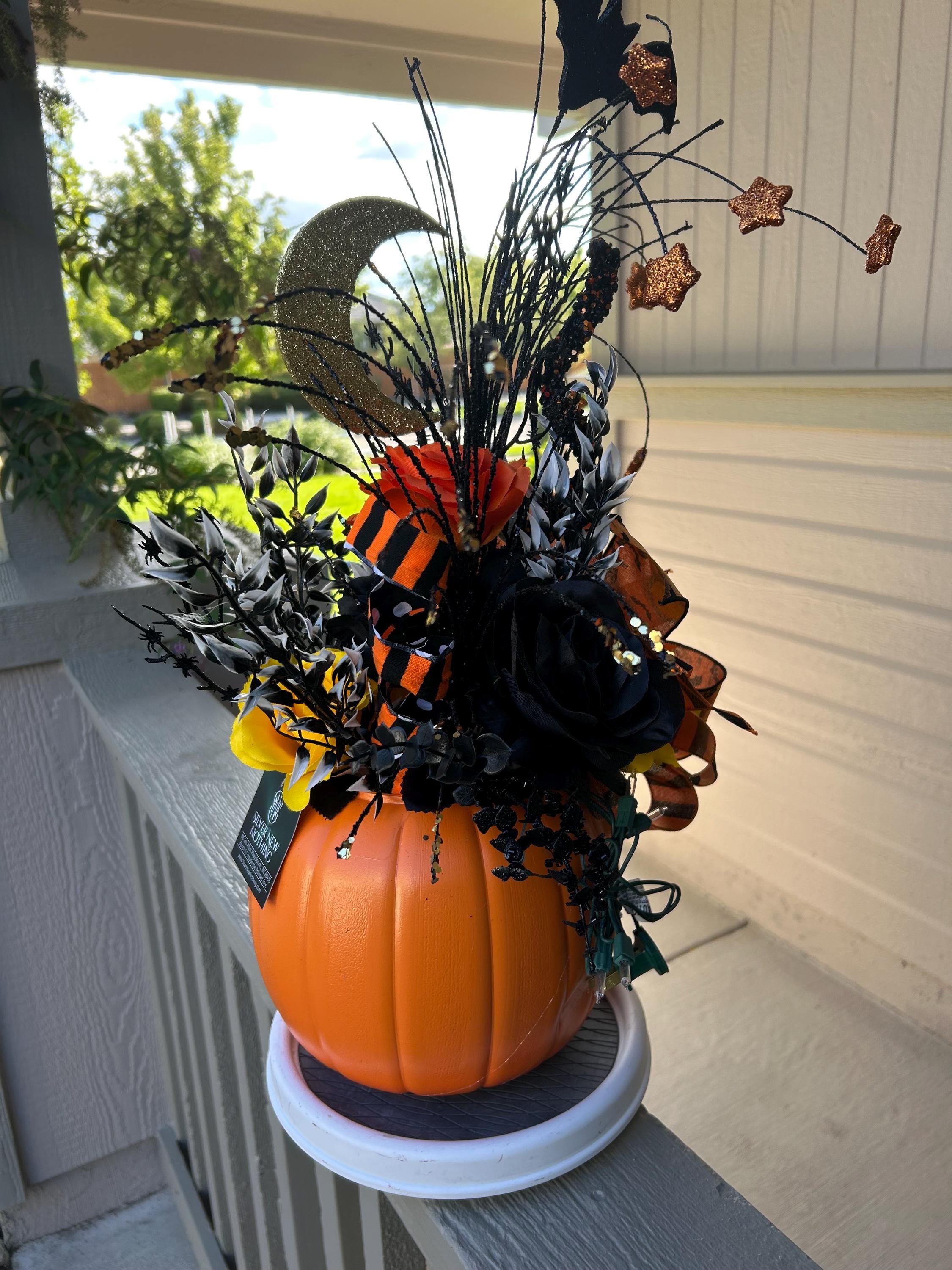 Halloween Pumpkin Floral Centerpiece | Jack O Lantern Arrangement ...