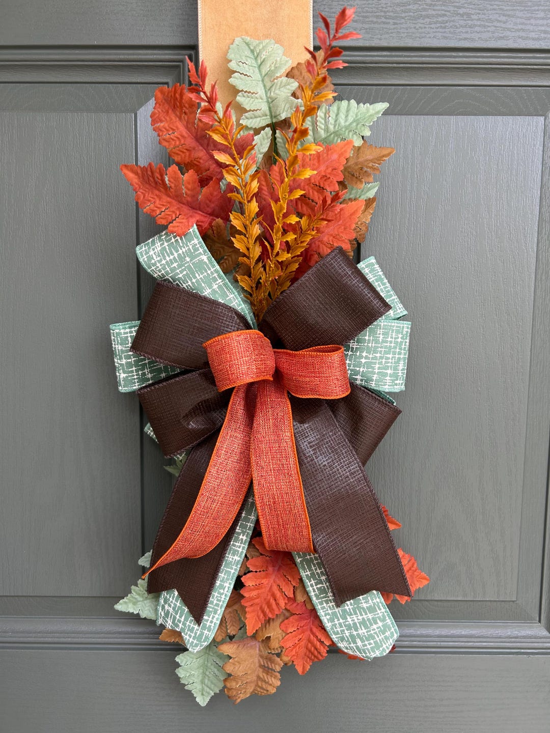 Elegant Neutral Double Door Swag | Fall Door Decor | Autumn Over-the ...
