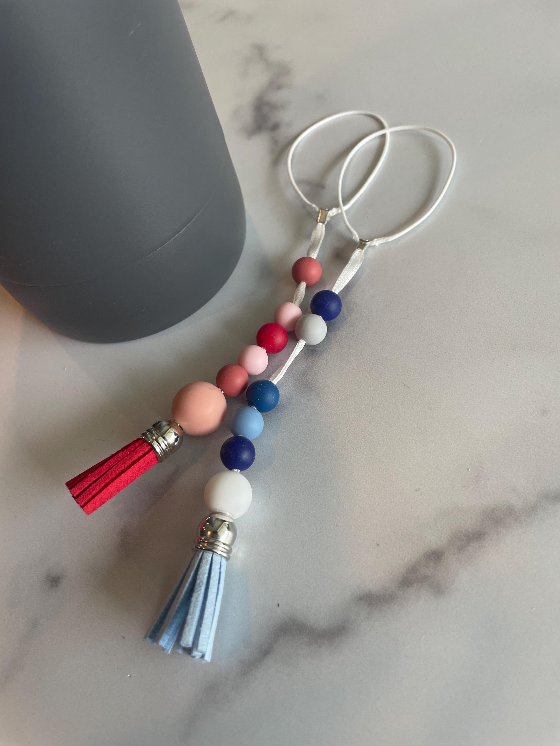 Soft silicone beaded water tracker with tassel for waterbottle and managing hydration