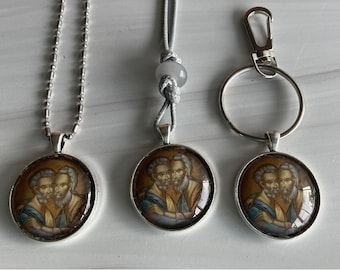 Peter and Andrew Orthodox- Catholic Gift Car Icon/ Icon Rear View Mirror Charm/ Orthodox Icon/ Icon Pendant