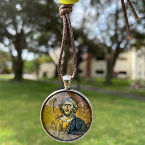 Christ Pantocrator Icon Pendant: Hagia Sophia Orthodox Car Charm