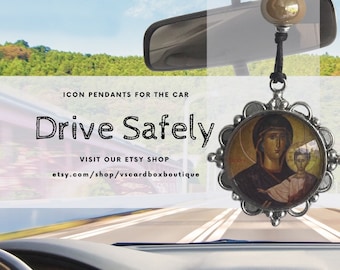 Madonna Orthodox Icon Pendant: Mother of God Car Rear View Mirror Charm