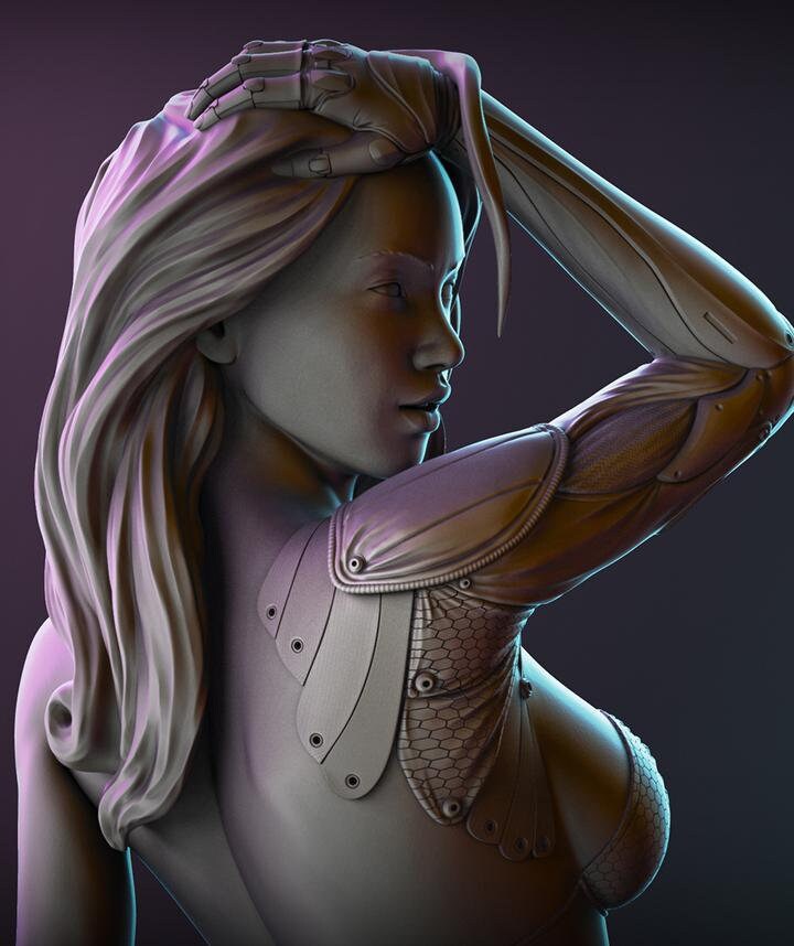 Beleza Aumentada - Kit de resina multipartes de alto detalhe - Femme Fatale Fantasy pinup - Figura impressa em resina 3D por Ritual Design