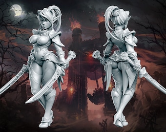 Mariya - Dark Elf - 3D printed resin miniature for tabletop games, Dungeons and Dragons-RN Estudio