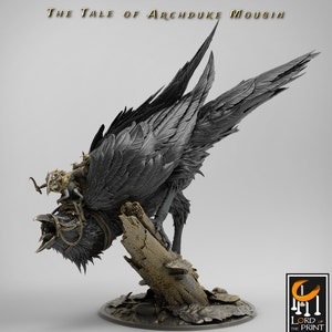 Raven - High Detail Resin 3D Printed Miniature - Dungeons and Dragons - Lord of the Print - 10cm Base