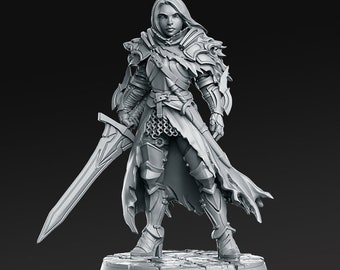 Lydia, die Löwin - Schwertfrau - 3D Kunstharz gedruckte Miniatur Tabletop Spiele D&D Dungeons and Dragons