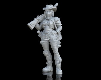 Sarah the Gunslinger - Wasteland Collection -3D resin printed miniature tabletop games dungeons and dragons- By RN Estudio