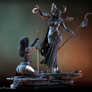 Ronelle/Keena Diorama - High Detail Multi Part Resin Kit - Femme Fatale Fantasy- Resin 3D Printed Figure by Ritual Design