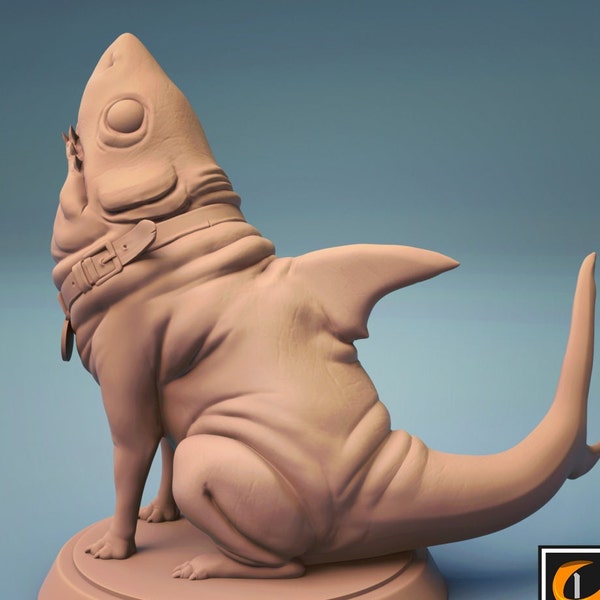 Max - Shark Puppy  - High Detail Multi-part Miniature - Resin 3D Printed - Dungeons and Dragons - by the Lord of the Print