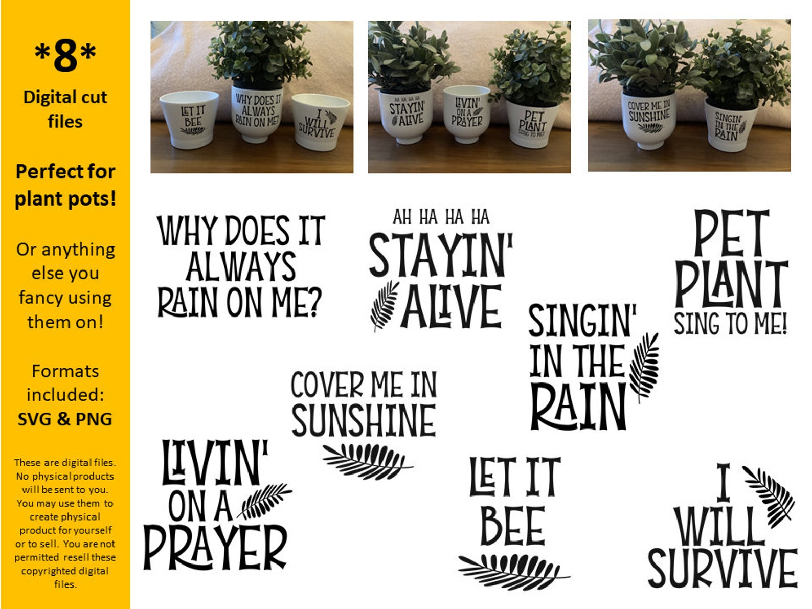 Plant Pot Sayings 8 Super Fun Digital Cut Files for Cricut Etsy UK