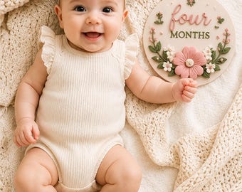 Baby Girl Meilensteinscheiben | Floral Baby Meilenstein Marker | 3D gedruckter monatlicher Meilenstein gesetzt | Baby-Dusche-Geschenk | Erstes Jahr Foto Requisiten