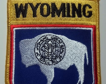 Wyoming State Shield Patch Badge Embroidered Iron On Applique USA United States of America