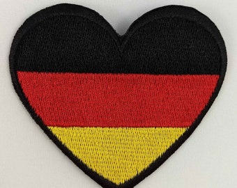 Germany Heart Flag Patch Badge Embroidered Iron On Applique C/P
