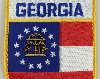 Georgia State Shield Patch Badge Embroidered Iron On Applique USA United States of America