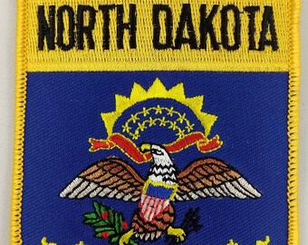 ノースダコタ州シールド パッチ バッジ 刺繍 アイロン接着 アップリケ USA アメリカ合衆国