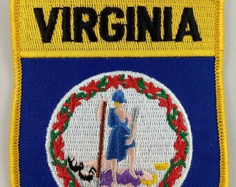 Virginia State Shield Patch Badge Embroidered Iron On Applique USA United States of America