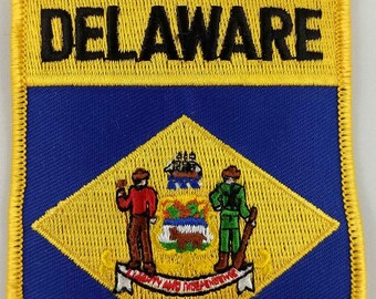 Delaware State Shield Patch Badge Embroidered Iron On Applique USA United States of America