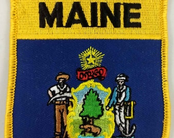 Maine State Shield Patch Badge Embroidered Iron On Applique USA United States of America