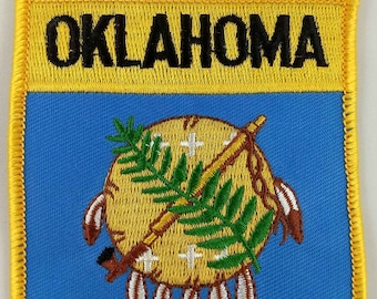 Oklahoma State Shield Patch Badge Embroidered Iron On Applique USA United States of America