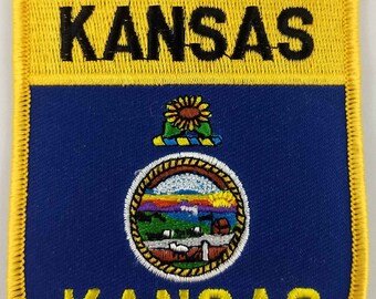 Kansas State Shield Patch Badge Embroidered Iron On Applique USA United States of America