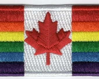 Rainbow Canada Flag LGBT Pride Patch Embroidered Iron On Badge Applique