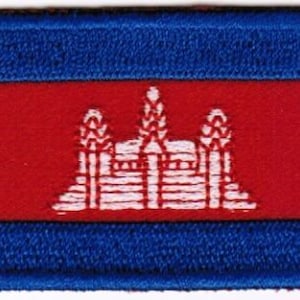 Décoration Sac Vêtement Patch Brodé Drapeau Cambodge - Thermocollant, 7x4.5cm, Pour Sacs Et Vêtements Décoration Textile Drapeau - Foto 3