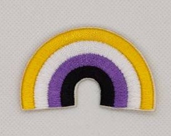 Nonbinary Non-Binary  Rainbow LGBT Pride Patch Embroidered Iron On Badge Applique C/P
