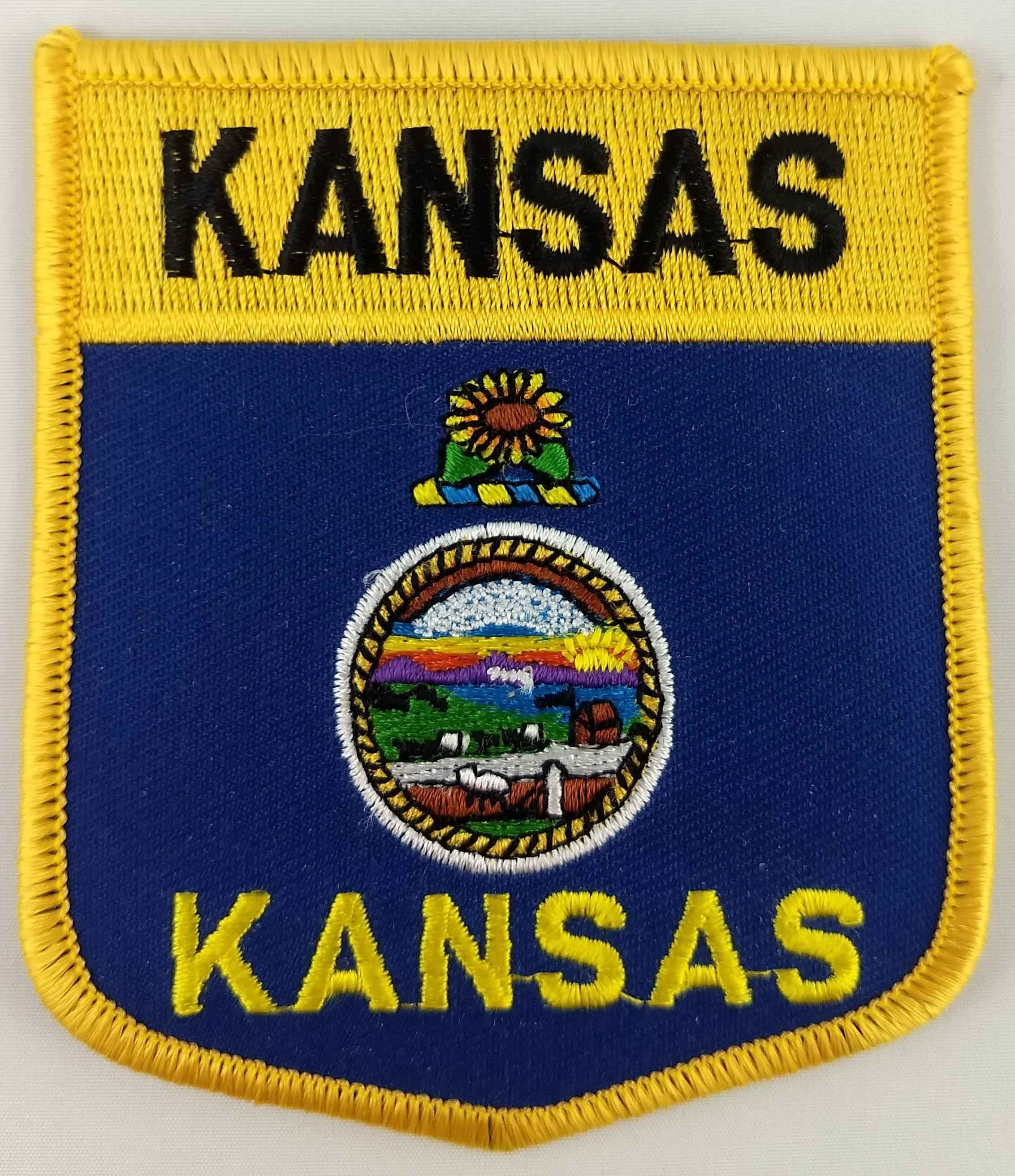 ARMY EMBROIDERED TACTICAL HOOK PATCH USA Kansas KS STATE FLAG U.S Same