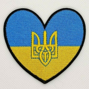Ukraine trident heart flag patch badge embroidered iron on applique ukrainian