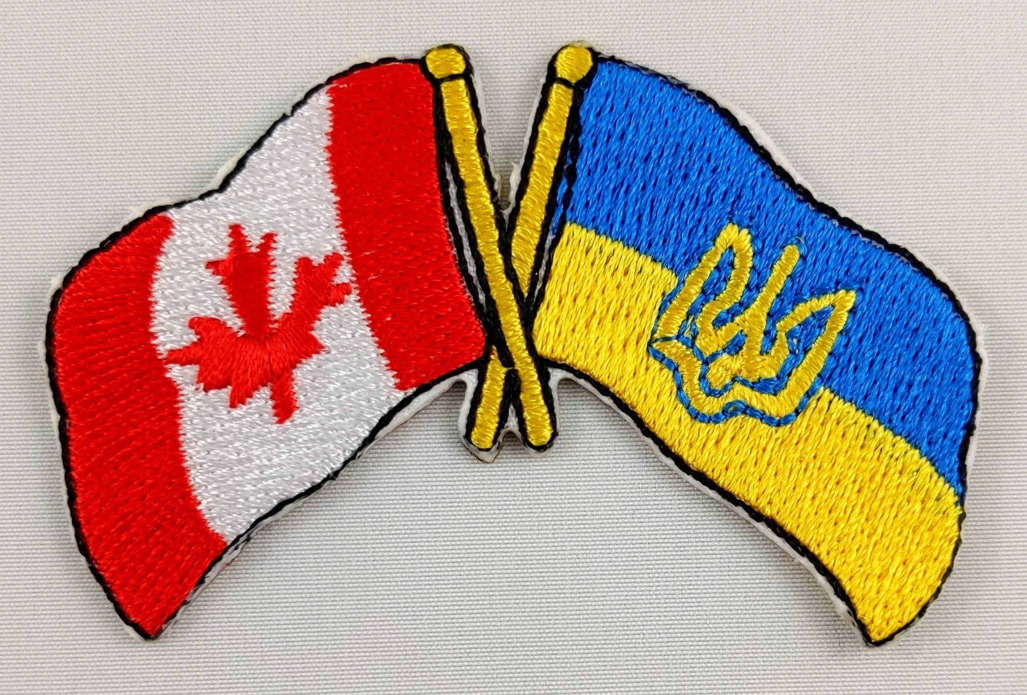 Canada / Ukraine Trident Friendship Flag Patch Embroidered Etsy