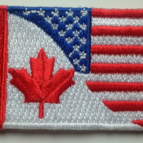 Canada United States America Friendship Flag Patch Embroidered Iron On Applique USA