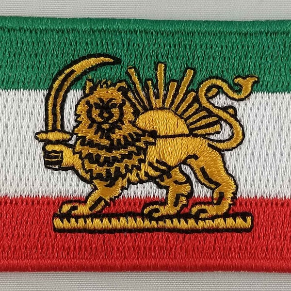 Iran Lion Flag Patch Embroidered Iron On Badge Applique Iranian - Made in Canada