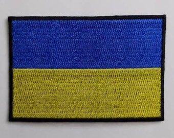 Ukraine Flag Patch Badge Embroidered Iron On Ukrainian Applique 3 Inches x Proportion C/P