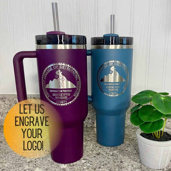 Custom Logo Stanley® Quencher Tumbler, Company Logo,  Business Logo Tumbler, Laser Engraved Tumbler,  Logo Cup, Corporate Gift, 30 & 40 oz