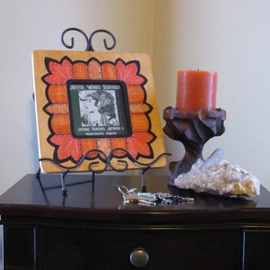 Picture Frame, hand painted, bohemian style, multi color, acrylic paints and stains, frame. unique gift,