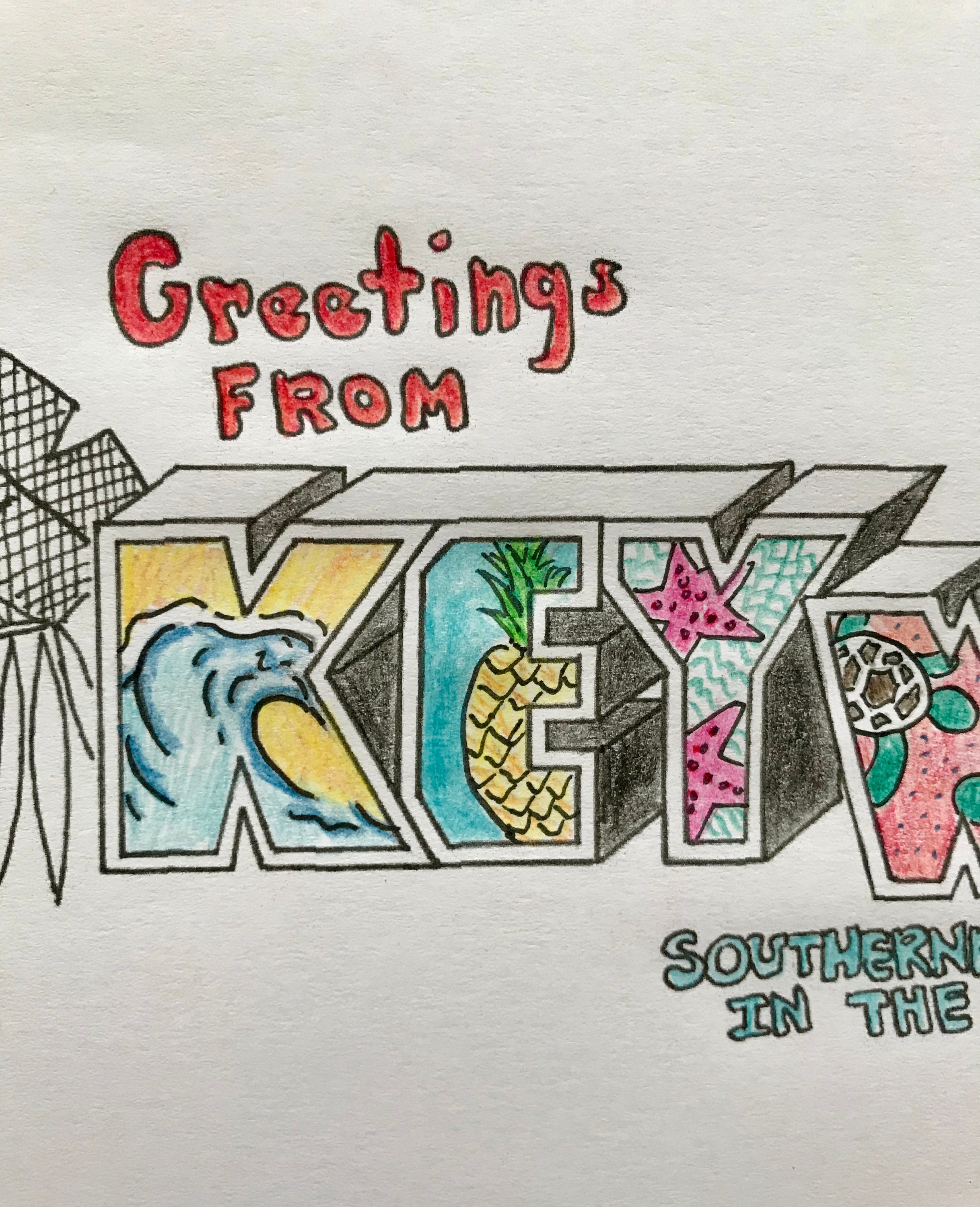 Adult Coloring Page Key West Color Collage Pen Ink | Printable Download ...
