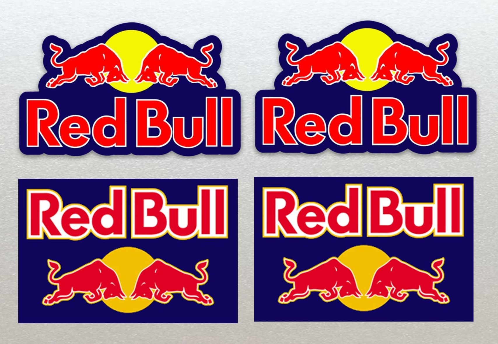 Red Bull Stickers Set Blue Background 9CM x 4 Motor Bike Etsy