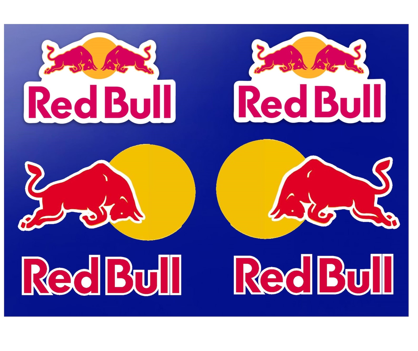 Red Bull 15CM Large Set Autocollants x6 Avec White Etsy